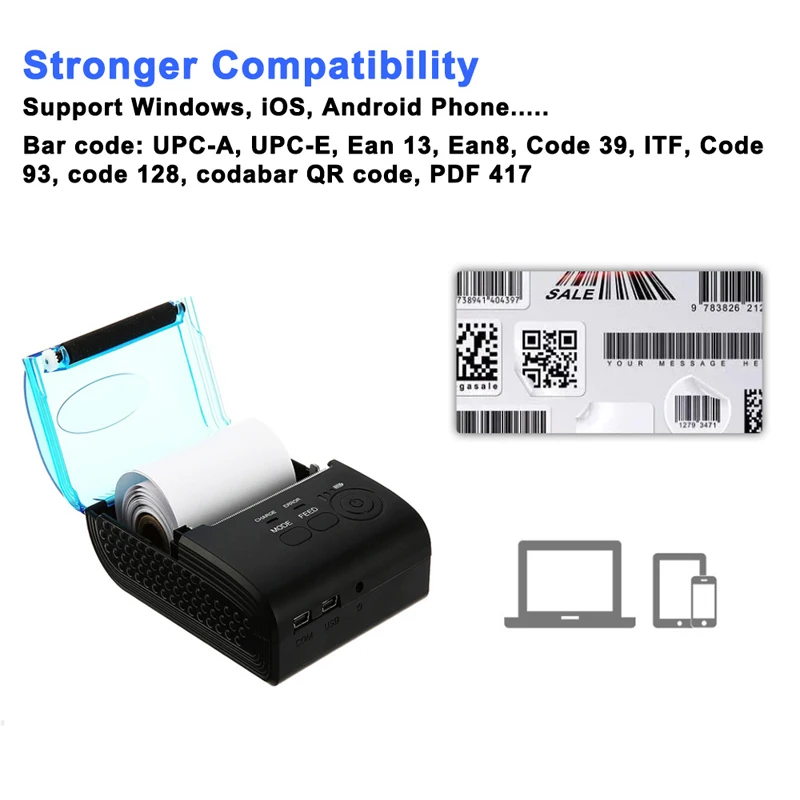 Portable Mini Bluetooth Printer Thermal Receipt Printer Pocket Ticket Machine For Mobile Phone Android iOS PC 58mm