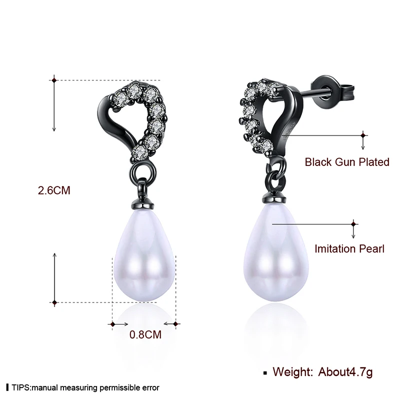 Модные серьги-гвоздики из искусственного жемчуга черного золота для женщин с