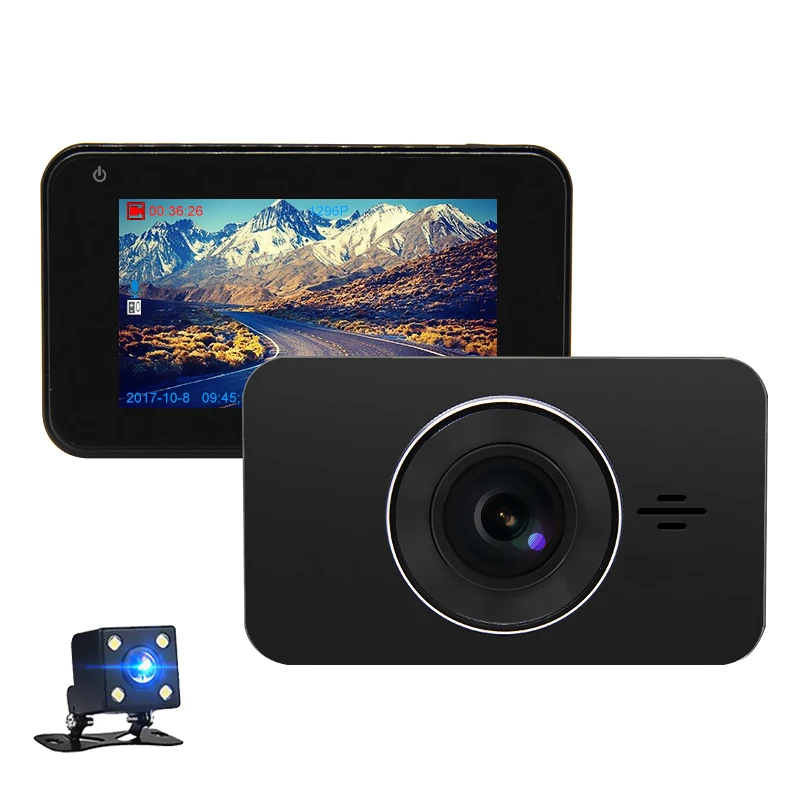Bluavido 3 дюймов Видеорегистраторы для автомобилей Камера ADAS Full HD 1080P WDR(широкий динамический диапазон) видеорегистратор ночного видения с 720P заднего Камера видео Регистраторы петля Запись