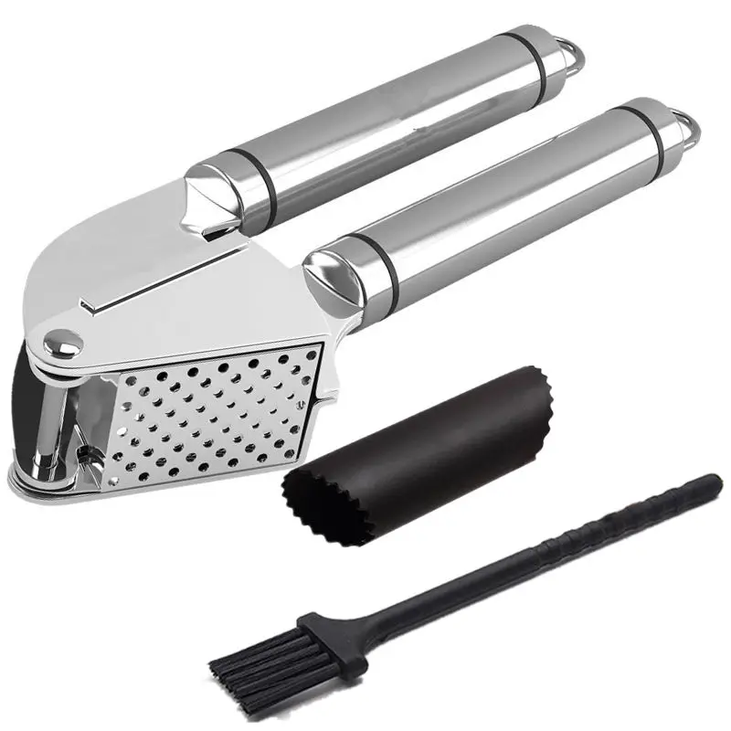 Garlic press B Чеснок из нержавеющей стали измельчитель Ricer измельчитель с чесночной щеткой чеснокодавка - Цвет: Garlic press B