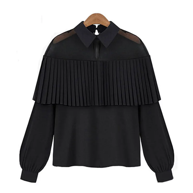 Элегантная белая шифоновая блузка женские блузки с длинным рукавом Женские