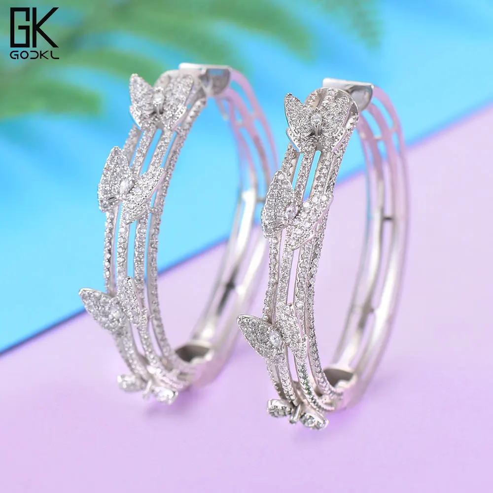 Женские серьги-кольца GODKI роскошные круглые с бабочкой и кубическим цирконием 2018