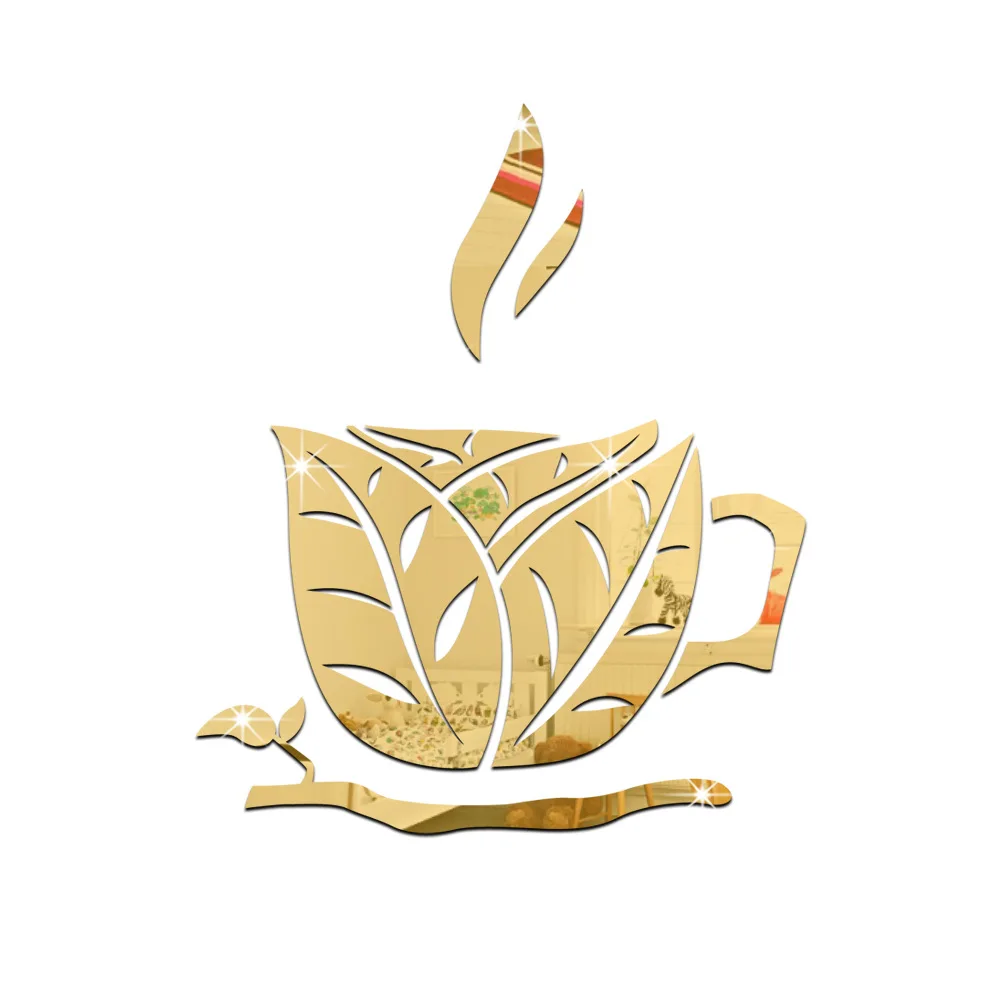 Зеркальные настенные 3d-наклейки в виде листьев для холодильника 34x36 см | Дом и сад