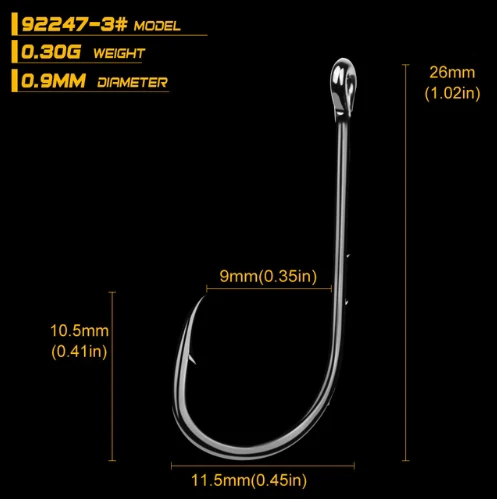 Mcidajee 20 шт. 92247 1#-6#1/0#-6/0# Высокоуглеродистая Сталь, рыболовный крючок, противокоррозийный рыболовный крючок для ловли карпа - Цвет: size3