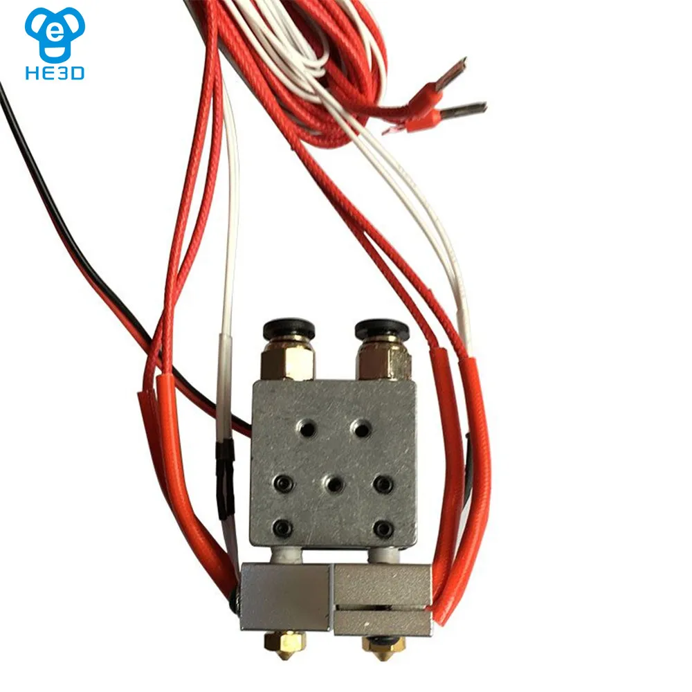 Двойной экструдер HE3D V6 1 комплект двойная головка сопла дистанционное управление