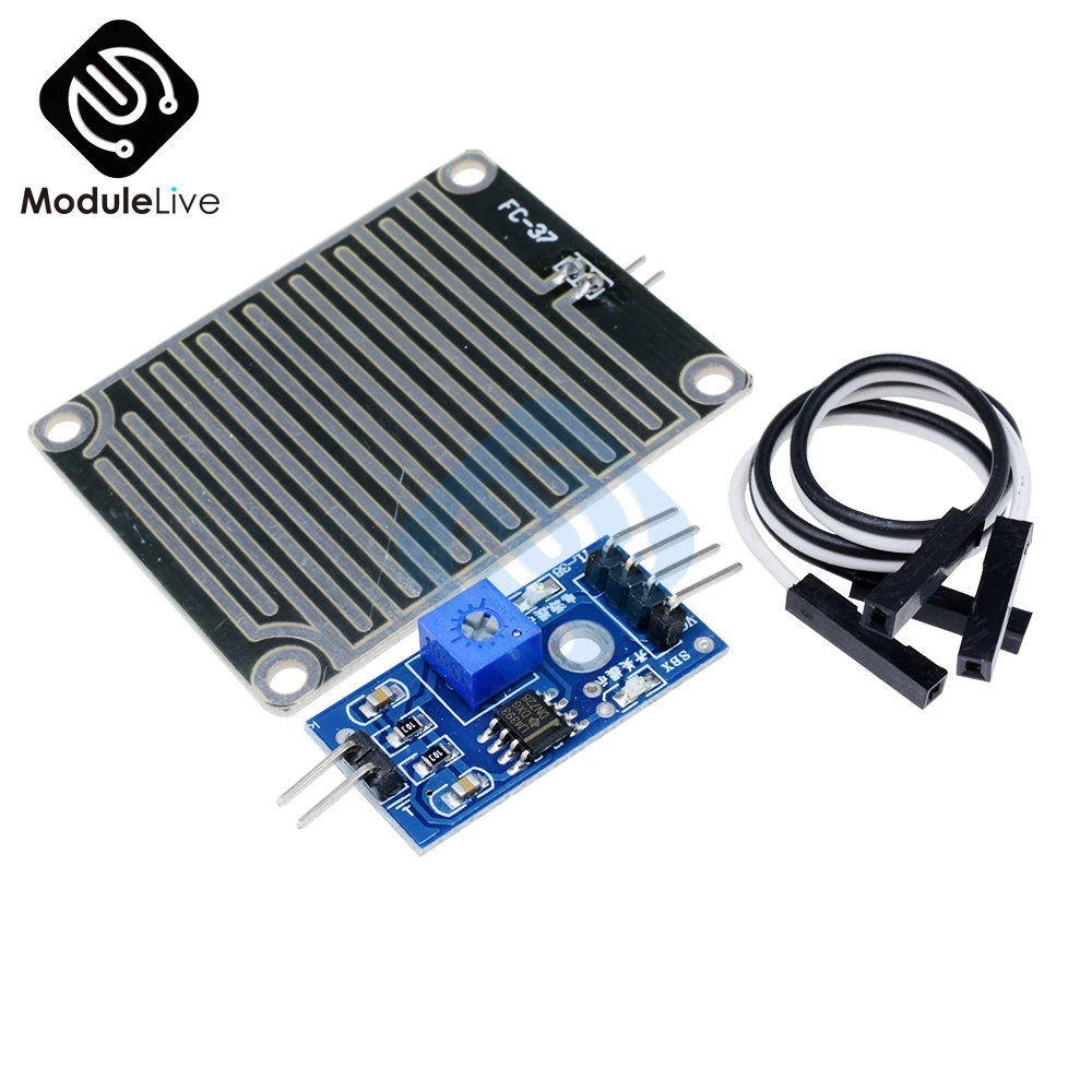 Модуль мониторинга погоды для Arduino 2 комплекта датчика обнаружения дождя снега 3 В