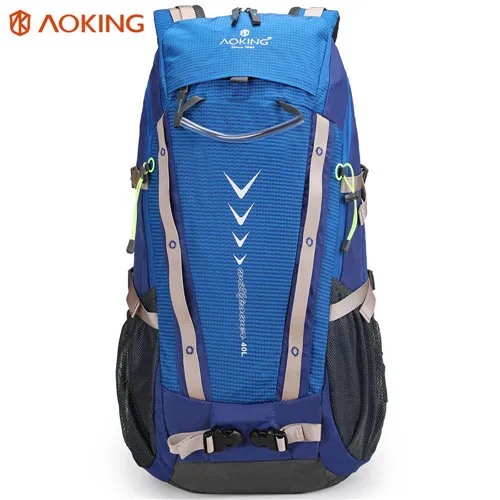 Aoking 40L большой дорожный рюкзак с отражателем и дождевиком, комфортный походный рюкзак для человека, рюкзак с регулируемой пряжкой - Цвет: Blue