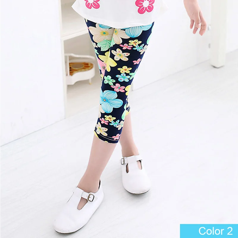 Color2 SheeCute/Новое поступление; Лидер продаж; летние модные леггинсы для девочек длиной до икры; штаны для девочек с цветочным принтом; детские брюки - Цвет: Color2