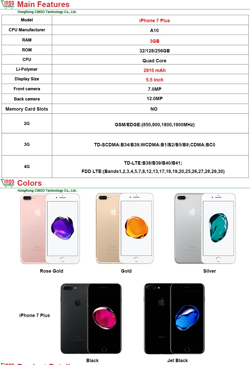 Для Apple iPhone 7 Plus, 3 Гб оперативной памяти, Оперативная память 32/128 ГБ/256 IOS мобильного телефона LTE 12.0MP Камера Apple Quad-Core отпечатков пальцев 12MP 2910mA