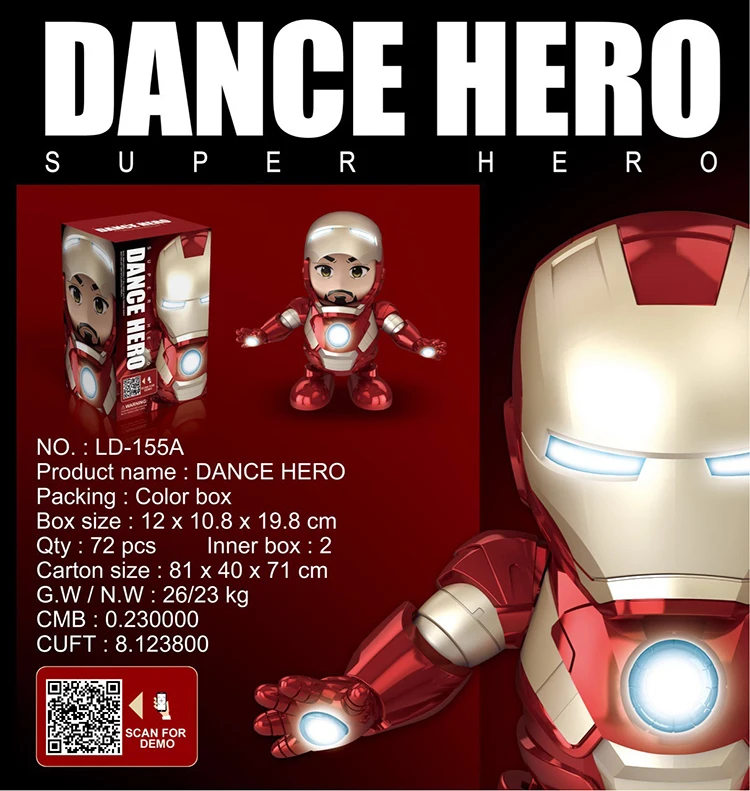 Can Dance Железный человек Marvel Мстители фигурка игрушка светодиодный фонарик со