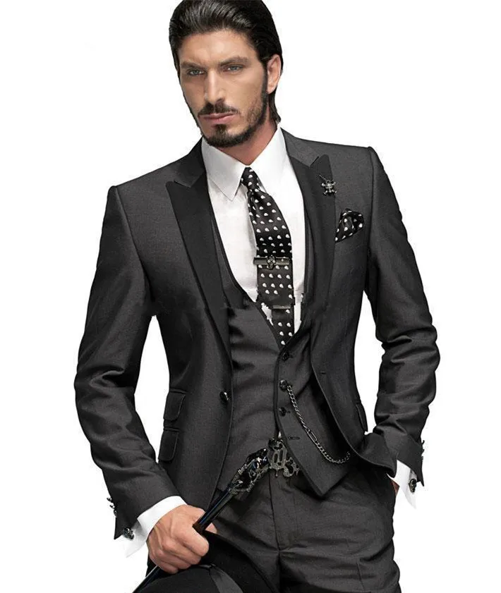 same as image Серый итальянский мужской фрак, свадебные костюмы жениха, мужской костюм s из 3 предметов(пиджак+ брюки+ жилет), приталенный смокинг для жениха, мужской костюм - Цвет: same as image