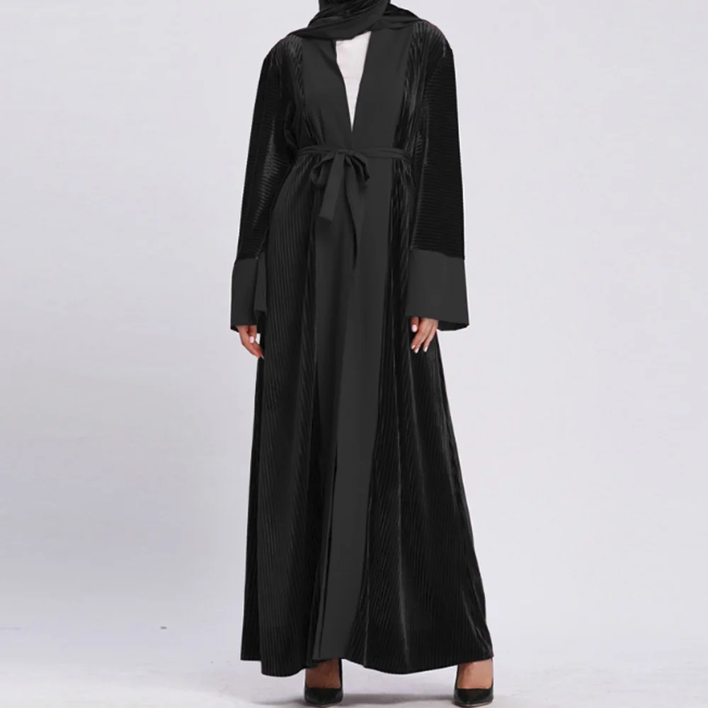 Женское платье Кафтан Abaya черное свободное мусульманское кимоно большого