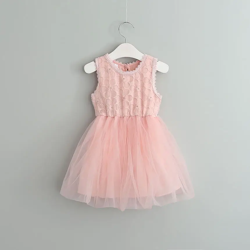 pink Hurave/Новинка года; повседневная детская одежда; кружевное платье для девочек; брендовые Детские праздничные Платья с цветочным рисунком - Цвет: pink