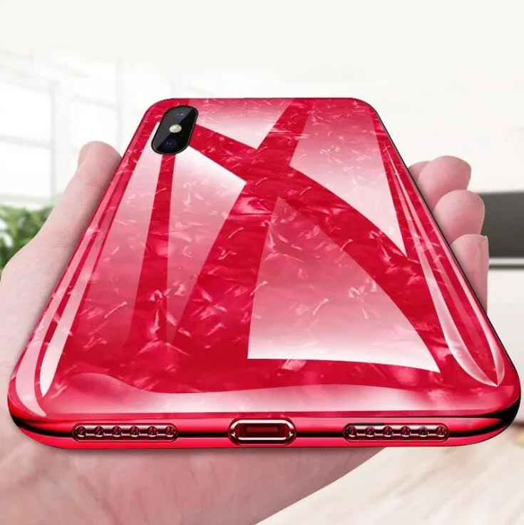 Роскошный чехол из закаленного стекла для iPhone X 6 7 8 взрывозащищенный с мраморным
