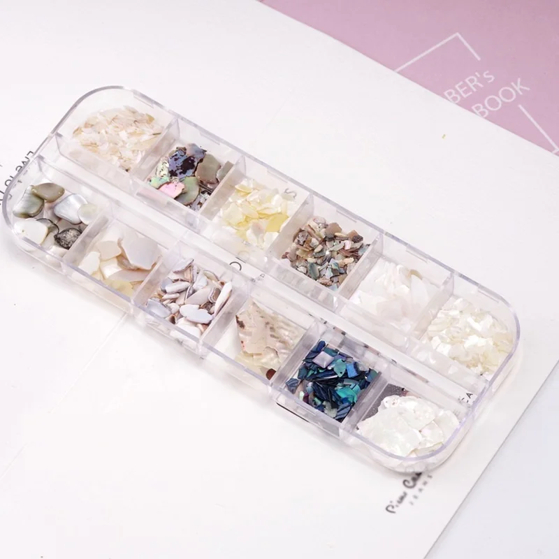 12 сеток/Набор для дизайна ногтей Abalone Shell Необычные натуральные морские фрагменты