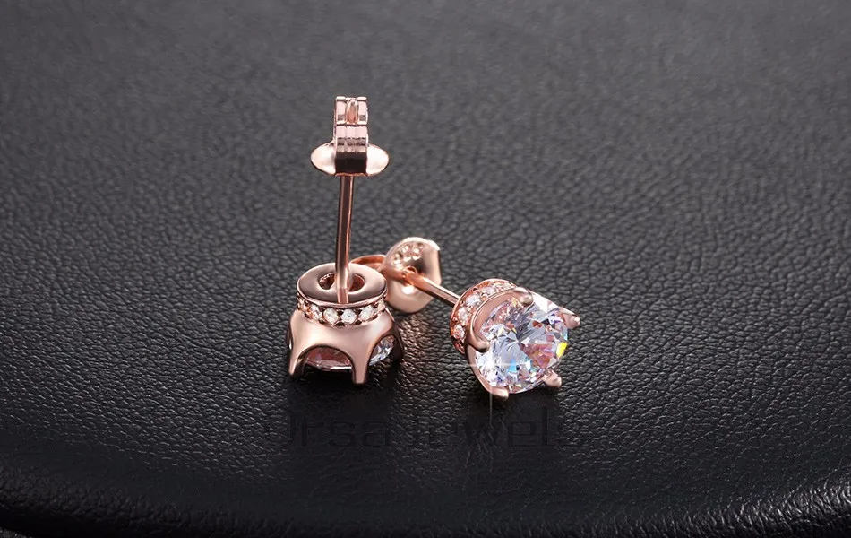 ORSA JEWELS, трендовые серьги-гвоздики с 0,8 карат, 9 цветов, женские серьги с цирконием AAA, женские вечерние серьги OE122