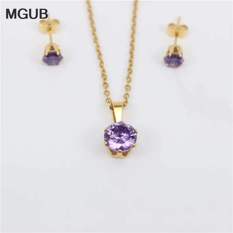 Милый маленький кристалл набор 8 мм Кулон 5 Серьги Бесплатная доставка 50 см