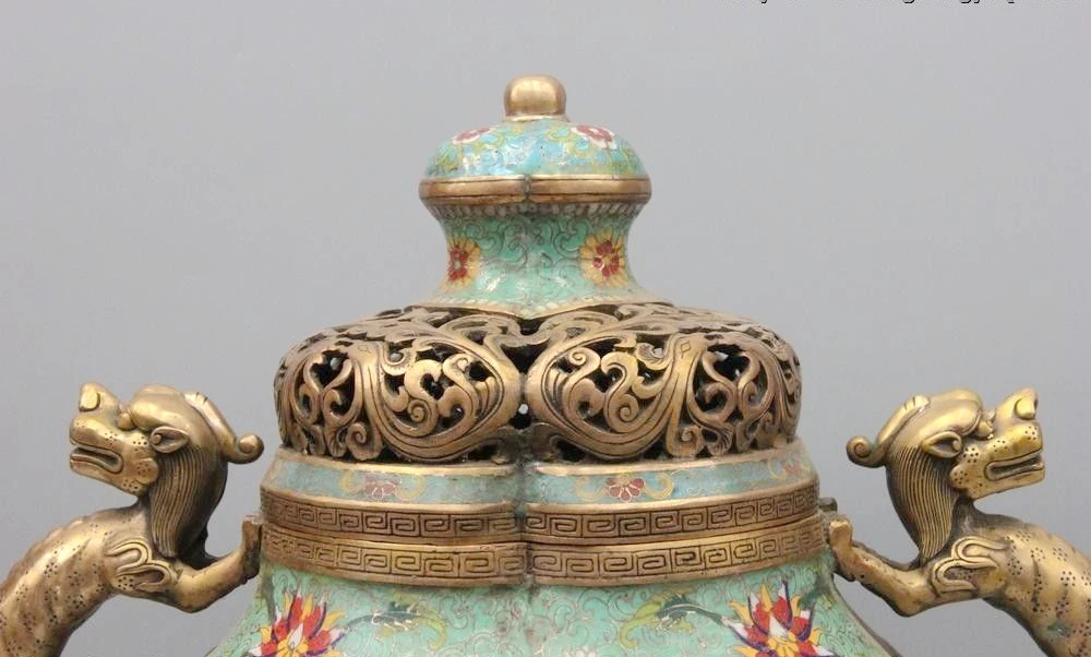 20 &quotКитайский Бронза Медь Cloisonne эмаль изображениями драконов и феникса Ладан