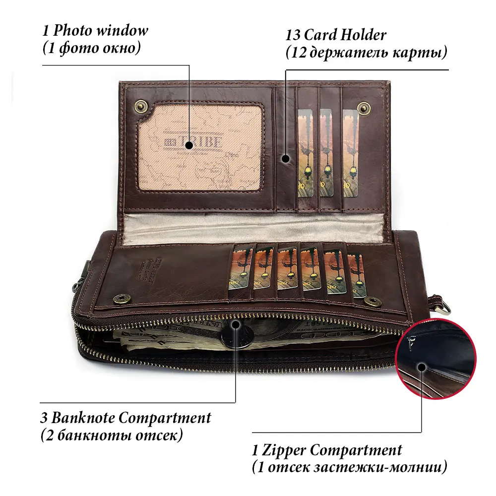 Мужской кошелек из натуральной кожи KAVIS мужской клатч сумка для телефона монет