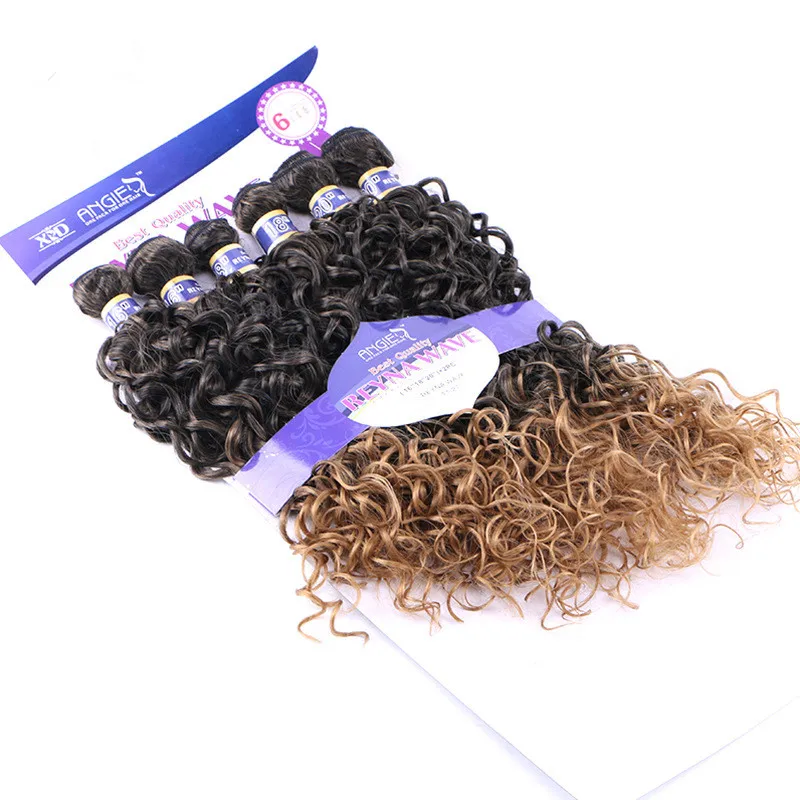 

Eunice 6pcs/pack Women's Ombre T30/27 Hair Weaving Water Wave Hair Extensions Weft Heat Resistance Synthetic Hair Weave Bundles