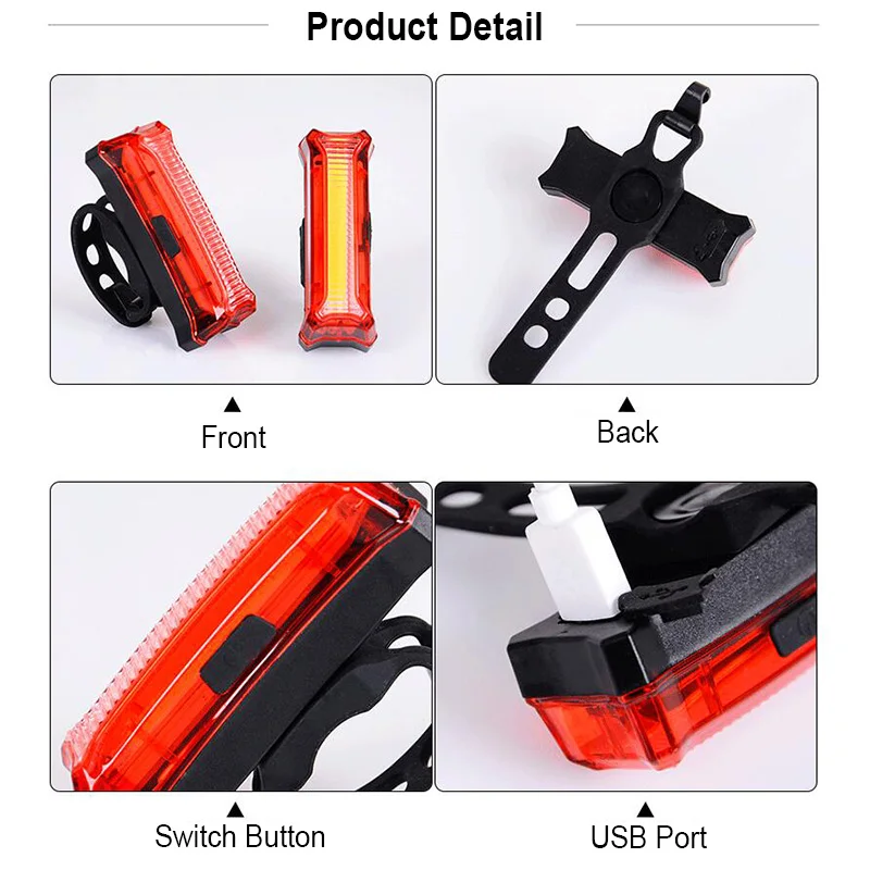 Задний фонарь для велосипеда с зарядкой от USB водонепроницаемый светодиодный