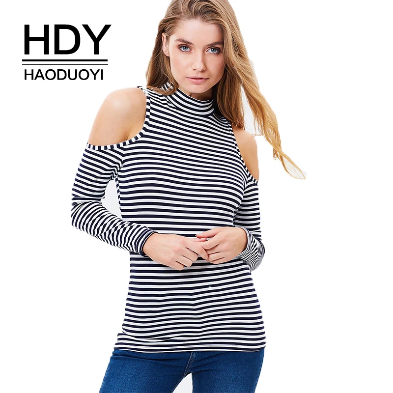 Женская футболка с длинным рукавом HDY Haoduoyi Мягкая Повседневная облегающая в