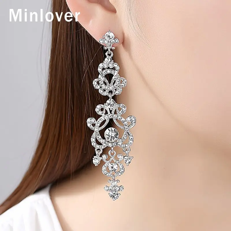 Minlover серебро/золото цвет длинные висячие серьги для Свадебный кулон Висячие из