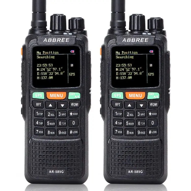 Черный 2 шт. ABBREE AR-889G gps 10 Вт Мощный перекрестный репитер портативная рация 3000 мАч батарея 10 км двухстороннее радио коммуникатор - Цвет: Черный