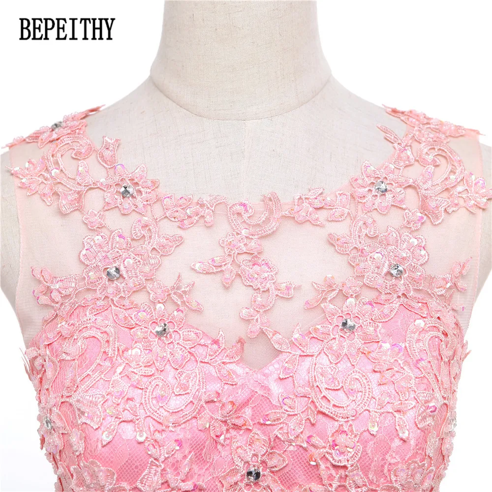 BEPEITHY Vestidos De Festa Тюль Кружева Аппликация вечернее платье кружево сзади бисер А-силуэт шифон Формальное свадебное платье