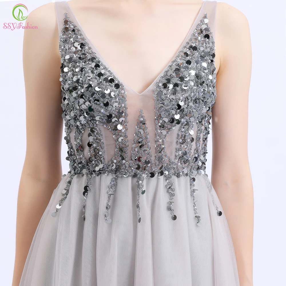 SSYFashion Новые короткие коктейльные платья женские роскошные с блестками и v-образным вырезом сексуальные мини Вечерние платья Vestido De Noche на заказ