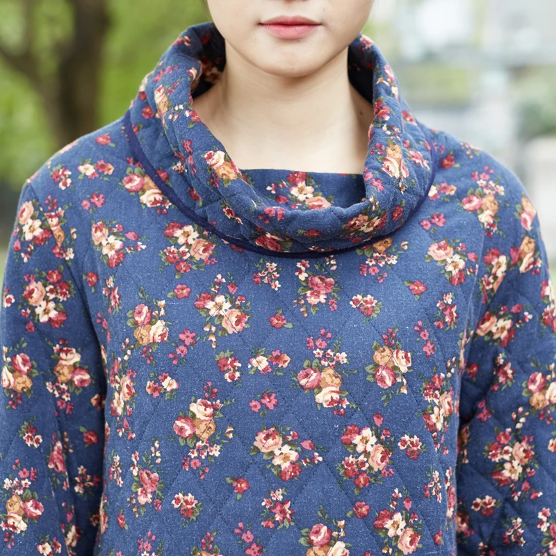 Платье миди женское демисезонное с длинным рукавом и цветочным принтом|robe