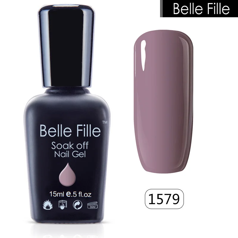 Belle Fille 15 мл Горячая Распродажа цветной УФ гель для ногтей Гель лак полировки