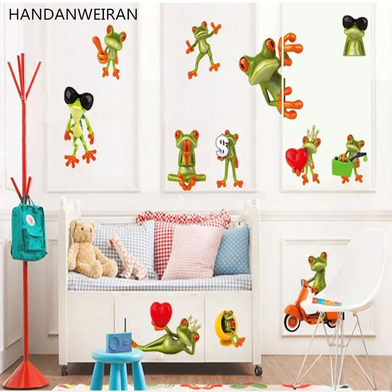 High Quality Fun Frog Wall Stickers For Kid’s Room Car Stickers Affixed Animal Toilet Furnished Living Room Bathroom Wallpaper