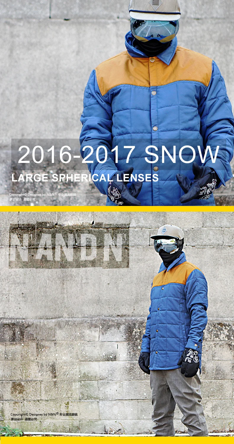 Бренд NANDN профессиональные лыжные очки 2 двойные линзы противотуманные большие сферические лыжные очки для мужчин и женщин снежные очки
