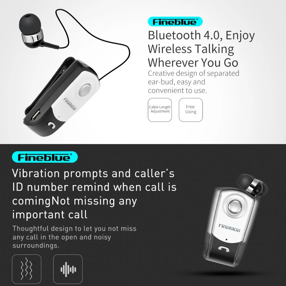 Fineblue F960 Bluetooth наушники Беспроводной Handsfree наушники гарнитура бизнес с микрофоном Звонки напомнить износ вибрации клип водителя