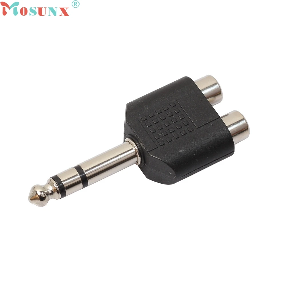 Изящный 6 35 мм аудио стерео штекер разъем к 2 двойным RCA адаптера JAN24|adapter rca|dual plugsocket