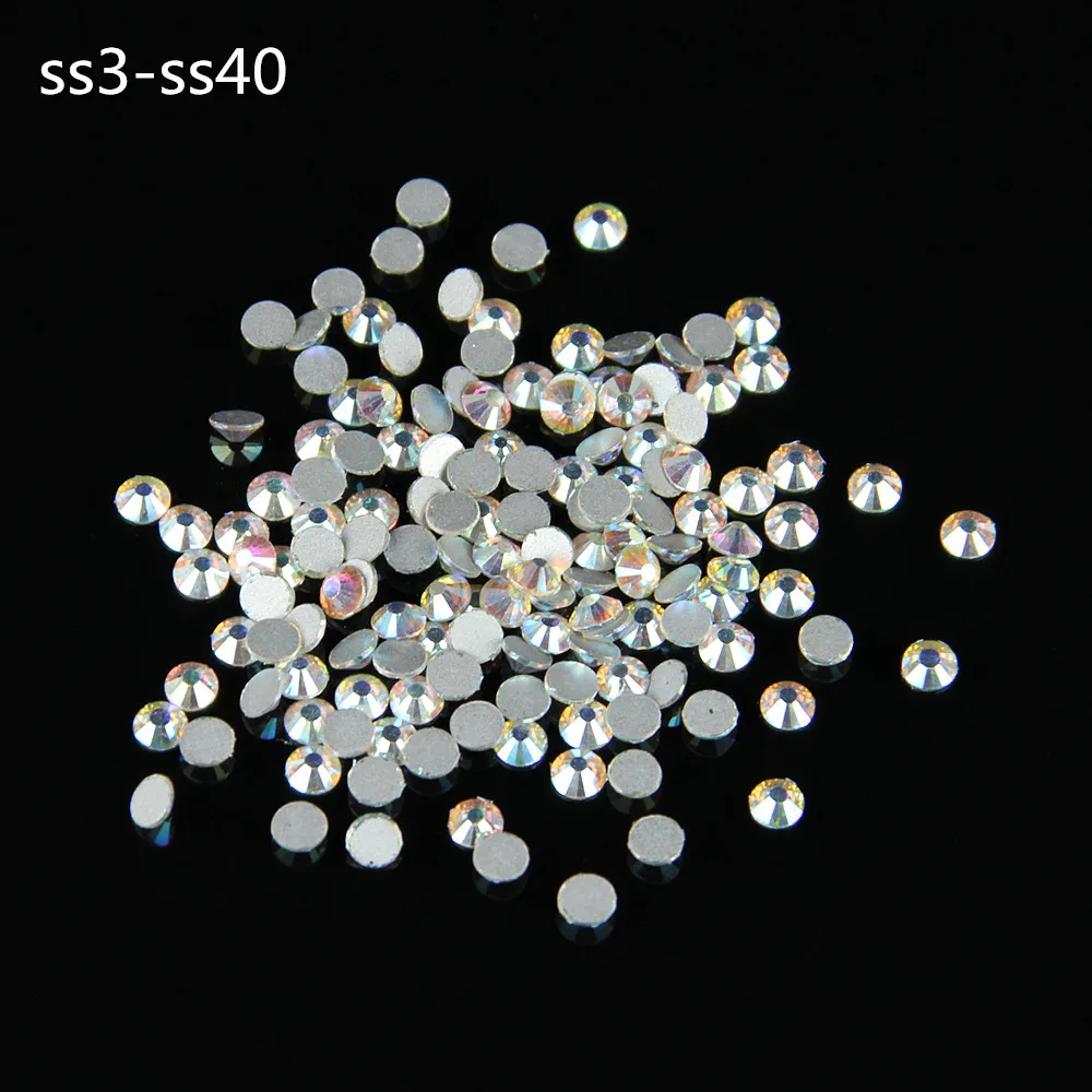Высокое качество SS3 SS40 белый AB серебряный с плоской задней поверхностью стразы
