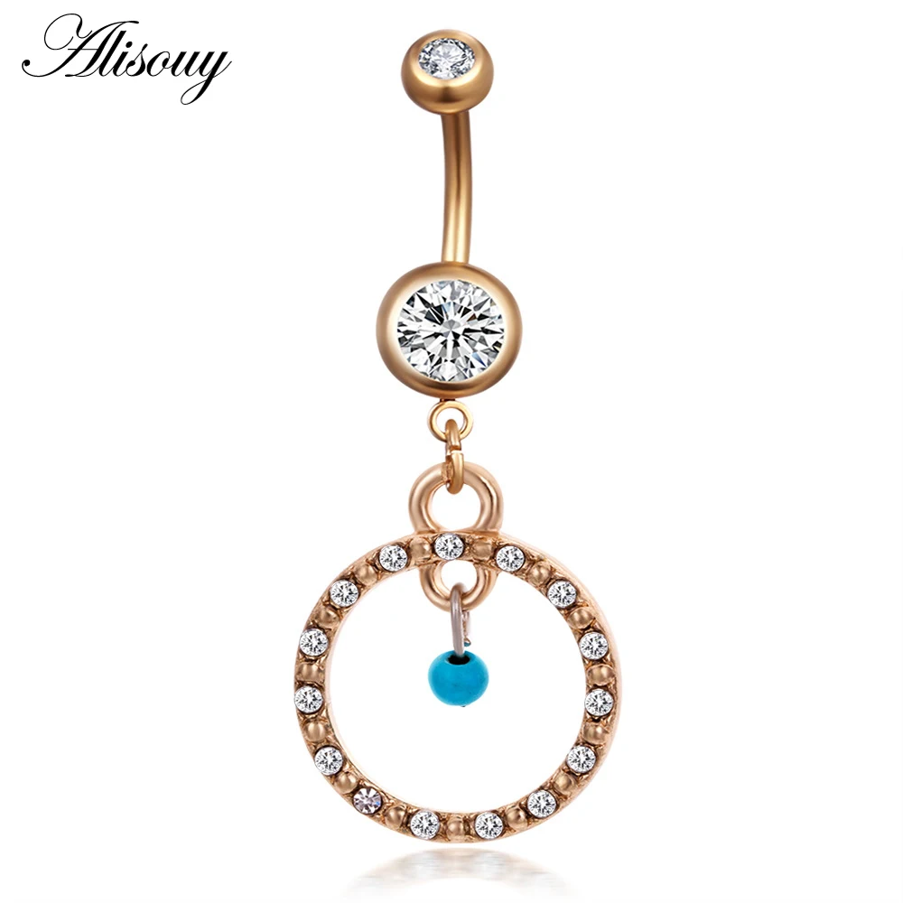 Love Heart Belly Button Rings Bar Gold Color Surgical Steel Navel Piercing Sexy Body Jewelry for Women CZ Navel Piercing rings