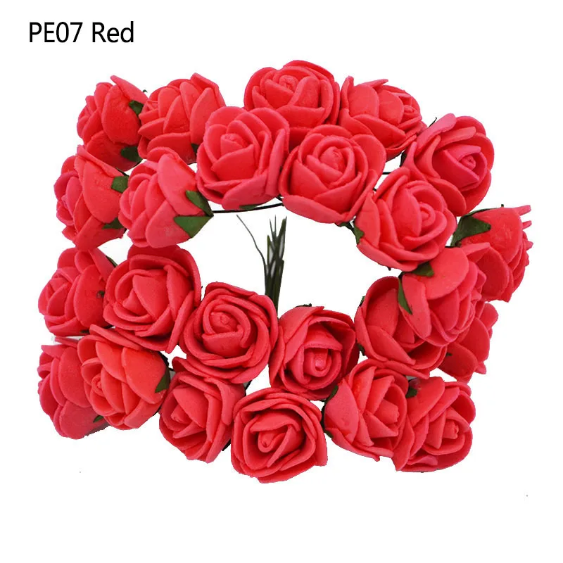 144pcs red 144 шт красный Мини-цветок розы, Декоративные искусственные из ПЭ пены, букет роз, Свадебный декор, цветок Тедди, сделай сам, ремесло - Цвет: 144pcs red