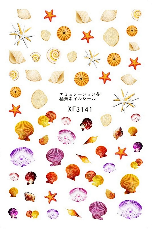 XF3141 Под морем, наклейки для ногтей, s украшение, задний клей, самоклеющаяся наклейка, 3D наклейки для ногтей маникюра, тропическая рыба, дизайн ногтей, фольга - Цвет: XF3141