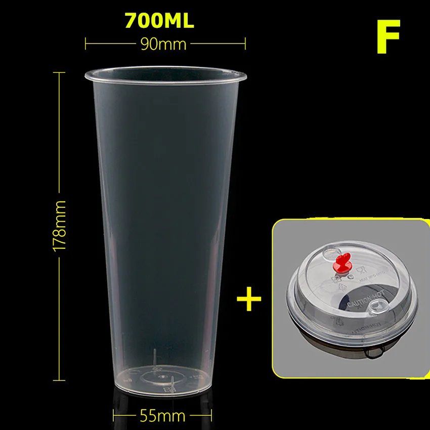 F 20 шт., летние пластиковые кружки для прохладной воды, 0 градусов, для кофе, смузи, фруктового сока, напитков, ледяных бутылок, пластиковые кружки с крышками - Цвет: F