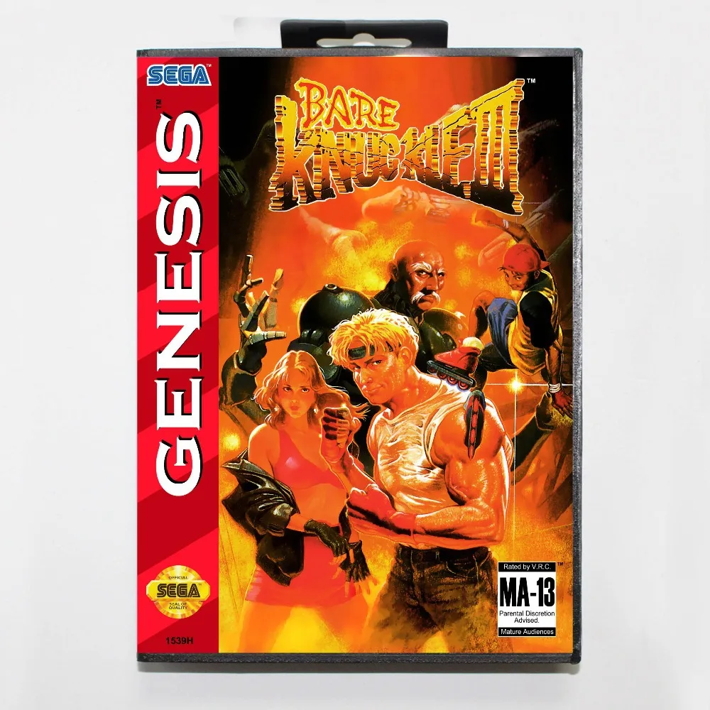 Голые костяшки III 16 бит MD карточная игра с коробку для Sega Megadrive/Genesis|bare knuckle|16 bitmd game |