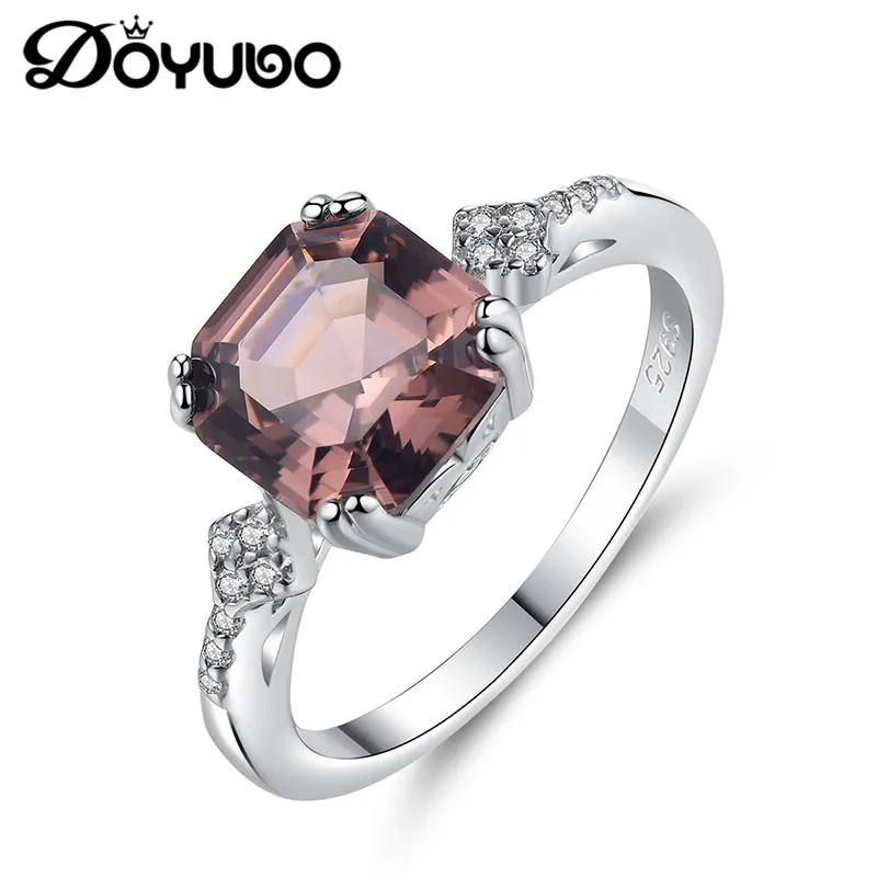 

DOYUBO фирменный дизайн 925 стерлингового серебра женские кольца большой квадрат кубического циркония, обручальные кольца, ювелирные изделия и...