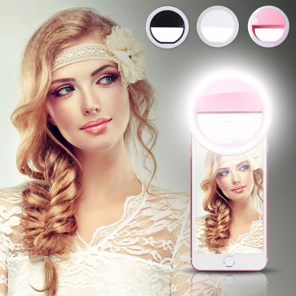 LED Tragbare Fotografie Flash Light Up Selfie Lichtlampe Telefon Ring licht Nacht video для iPhone X 8 Plus Samsung S9 S8|Переходники