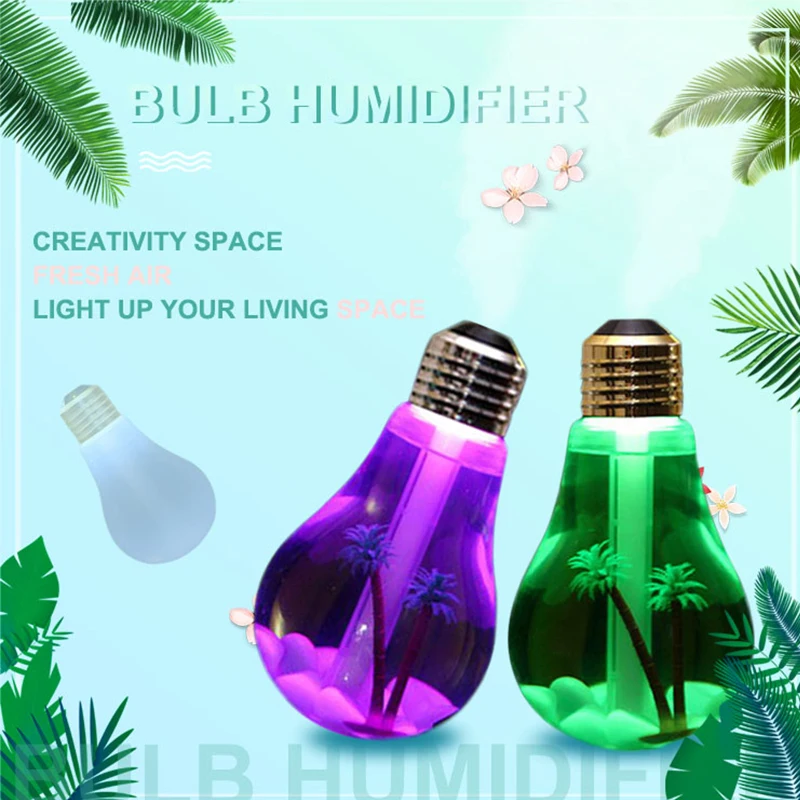 400ML USB Ultrasonic Bulb Humidifier Home Desk Mini Aroma Diffuser LED Night Light Aromatherapy Cool Mist Maker Creative Bottle | Бытовая
