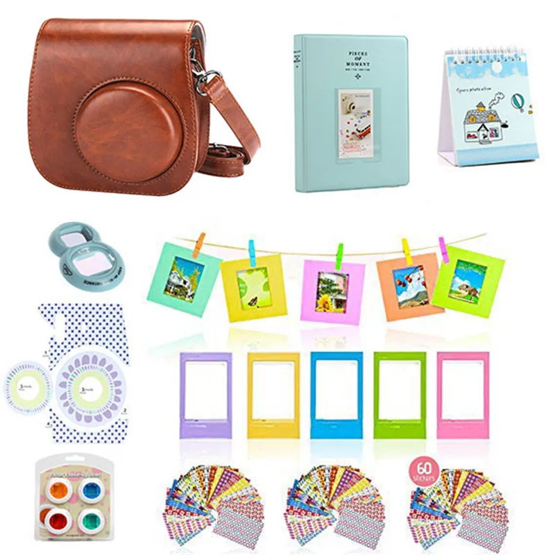 9 in 1 Accessories Kit for Fujifilm Instax Mini 8/9 Camera Painting Carrying Case Bag Cover/Selfie Mirror/Filter/Album/Sticker