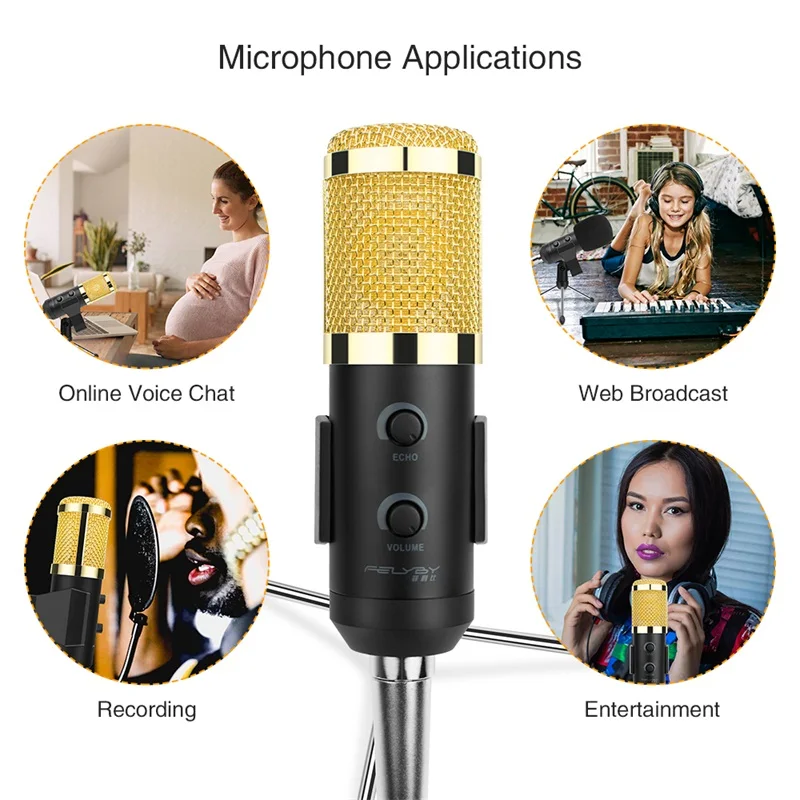 

BM 900 Professional Condenser Microphone for computer BM-800 Upgraded Audio Studio Vocal Recording KTV Adjustable volume