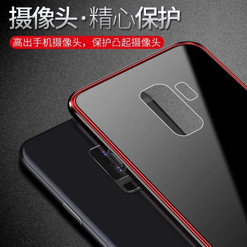 Luxury Metal Bumper Case For Samsung Galaxy S9 Plus S8 Note 9 Hard Clear Tempered Glass Mirror Armor Cover s9plus Note9 |