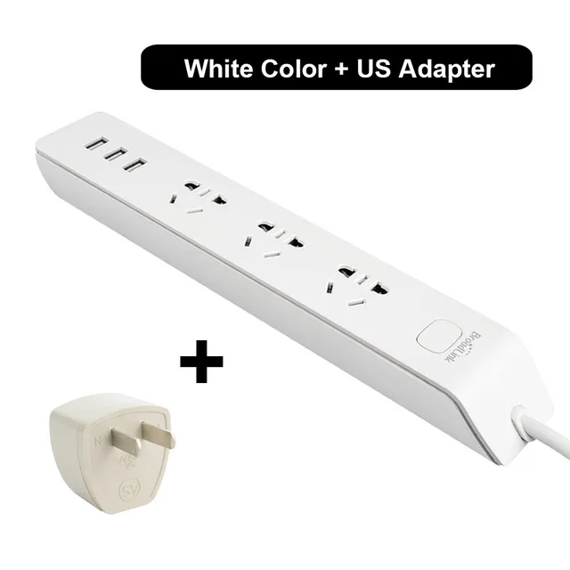 White and US Broadlink MP2 Разъем дистанционного управления через приложение переключатель Умный дом система питания Wifi беспроводное подключение электрическое - Цвет: White and US