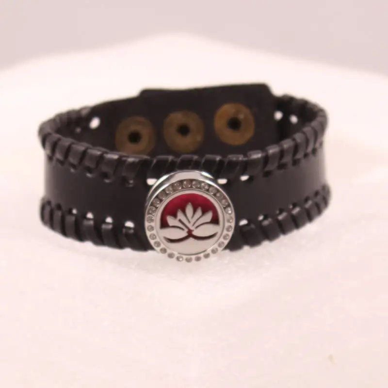 Стразы волны океана (20 мм) с кнопками кожаный браслет ароматерапия/эфирный